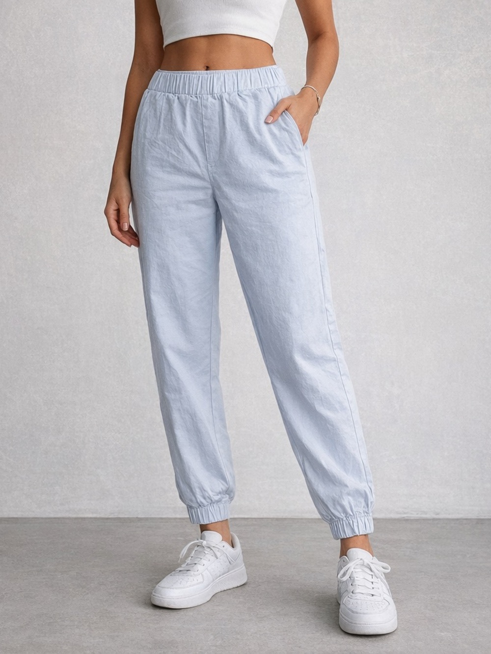 Babaton Aritzia Light Blue Elastic Waist Jogger‎ Pants